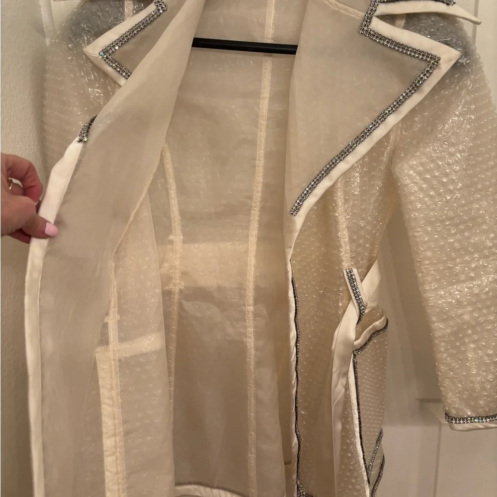 RARE-ICONIC-Dolce & Gabbana-Clear Plastic Bubble Wrap Rain Coat-Rhinestone-90s - Picture 12 of 16